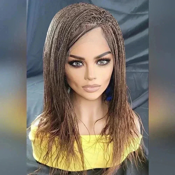 Handmade Auburn Ombre Braided Lace Wig Micro millions braids, medium. YASSINE - Picture 8 of 15